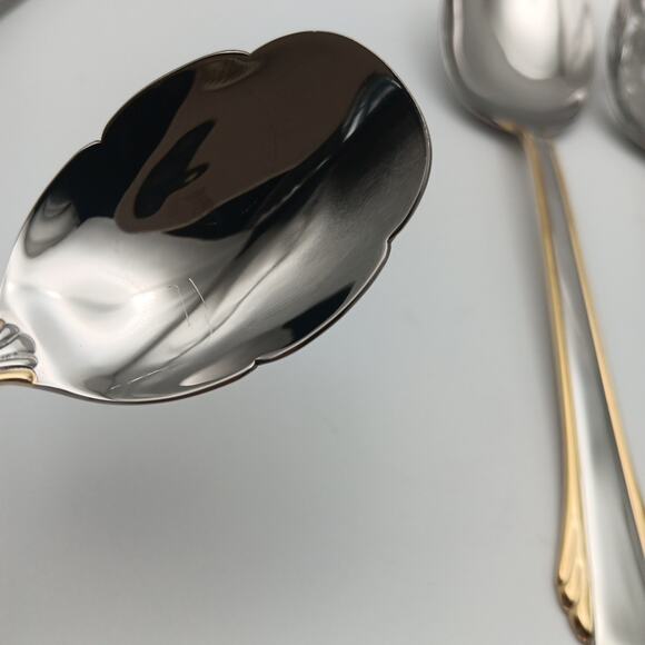 Gorham Calais Gold 4 Piece Hostess Serving Set Stainless 18/8 Flatware Glossy - Picture 3 of 3